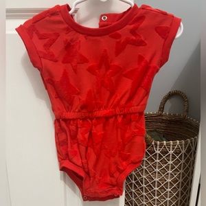 Baby Girl Red Bubble with terry cloth stars